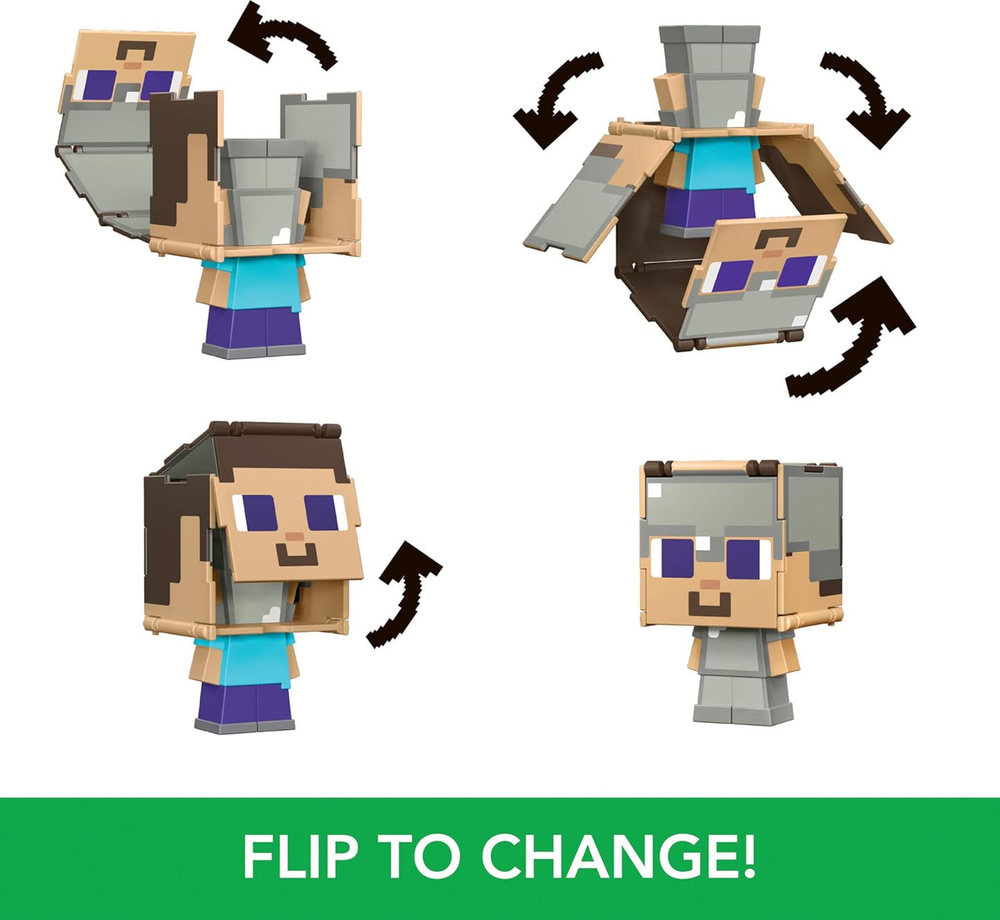 Mattel Minecraft Flippin' Figs | Colección de Figuras 2 en 1