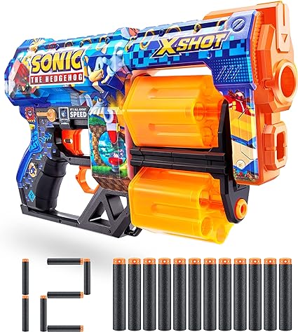 SONIC X-Shot Skins - Pistola de espuma (12 dardos) de ZURU