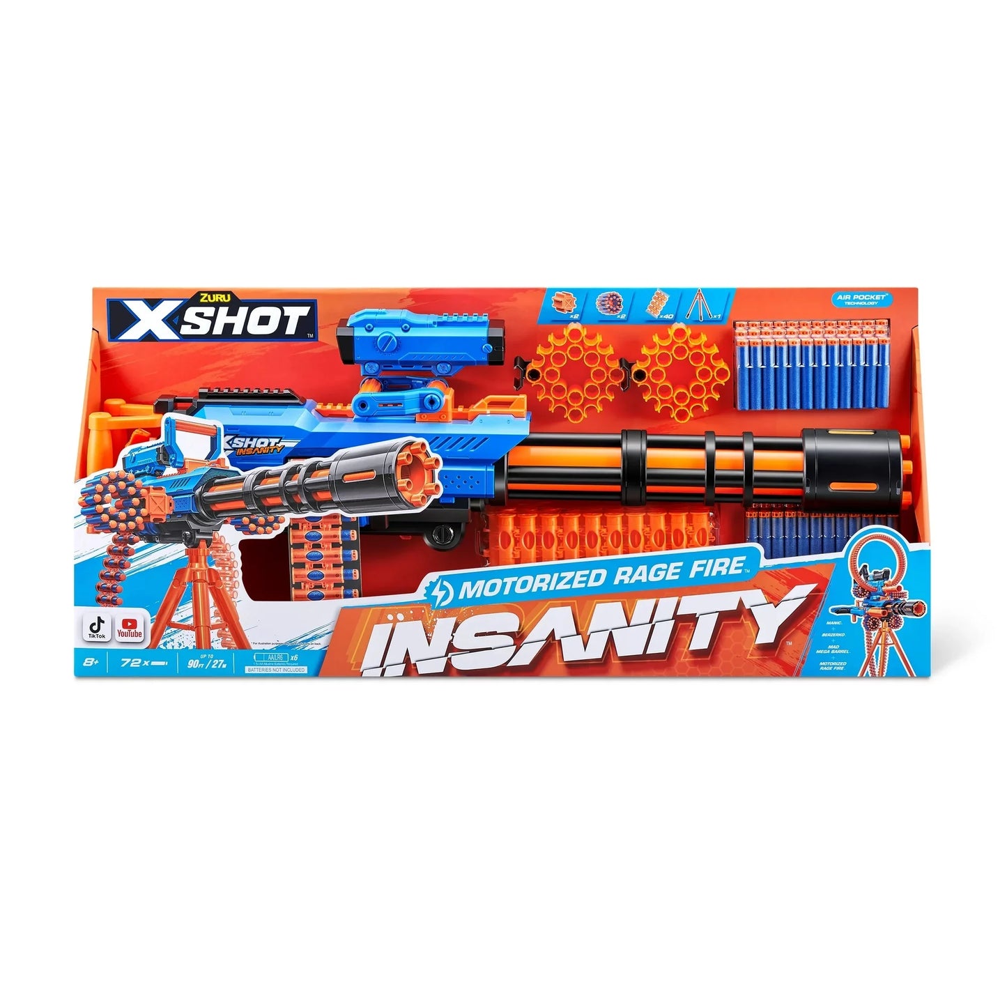 X-Shot Insanity Rage Fire Motorizado | ZURU | 72 Dardos