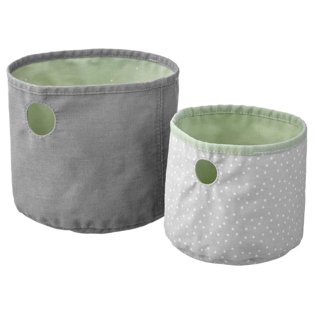 Set de 2 Canastas Organizadoras | Verde y Gris | Doble Uso